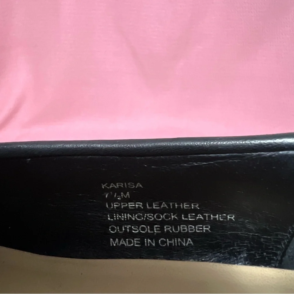 Kate Spade Karisa Black Leather Loafers, black floral/gold accent 7 1/2
